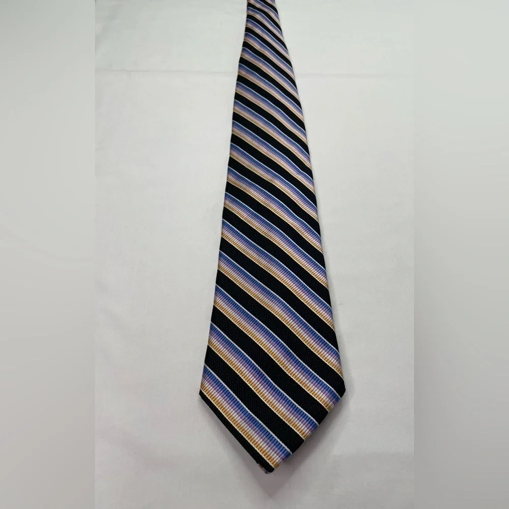 Dion Collection Silk Diagonal Striped Black Tie 4” x 60”